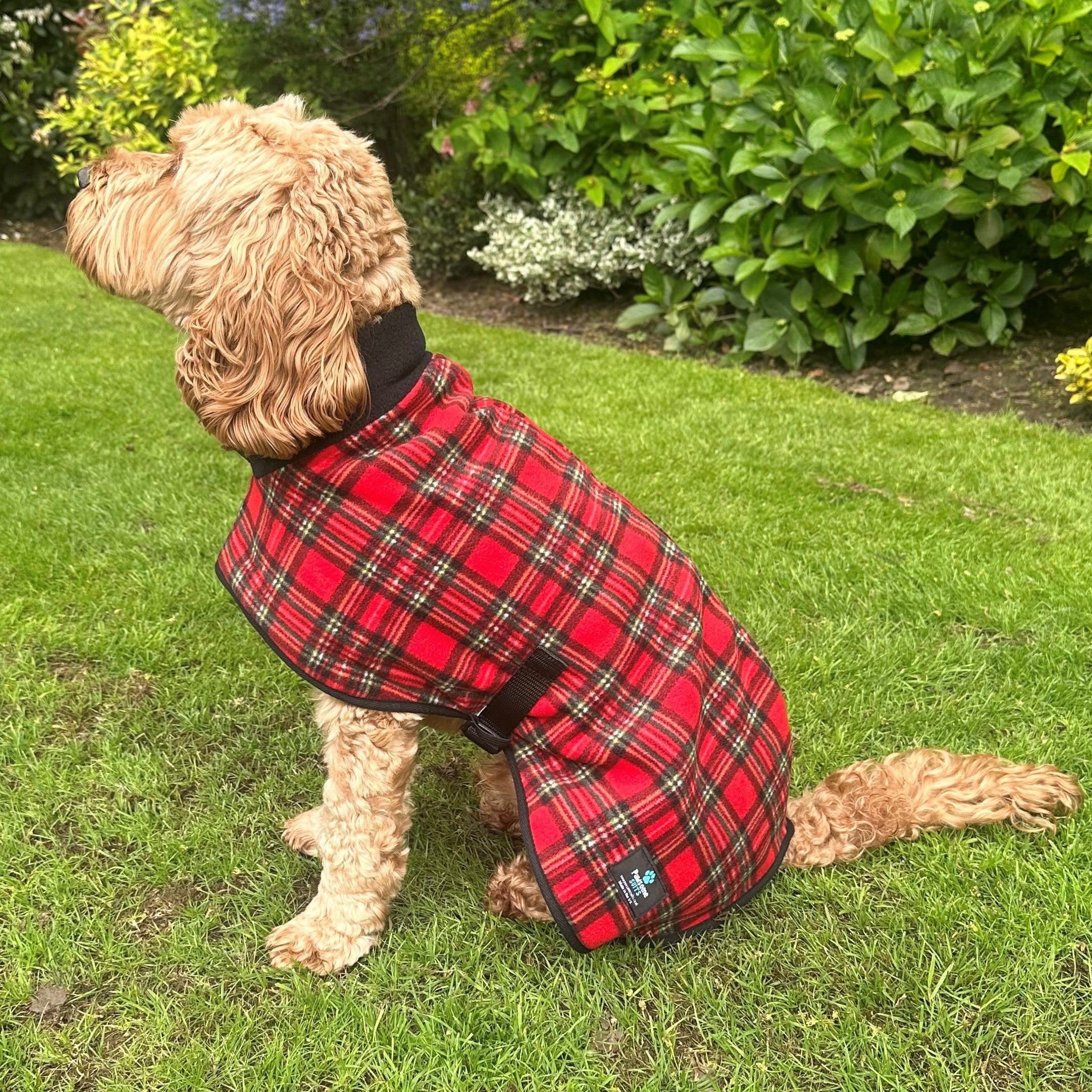 Reversible Fleece Dog Coat Black Check