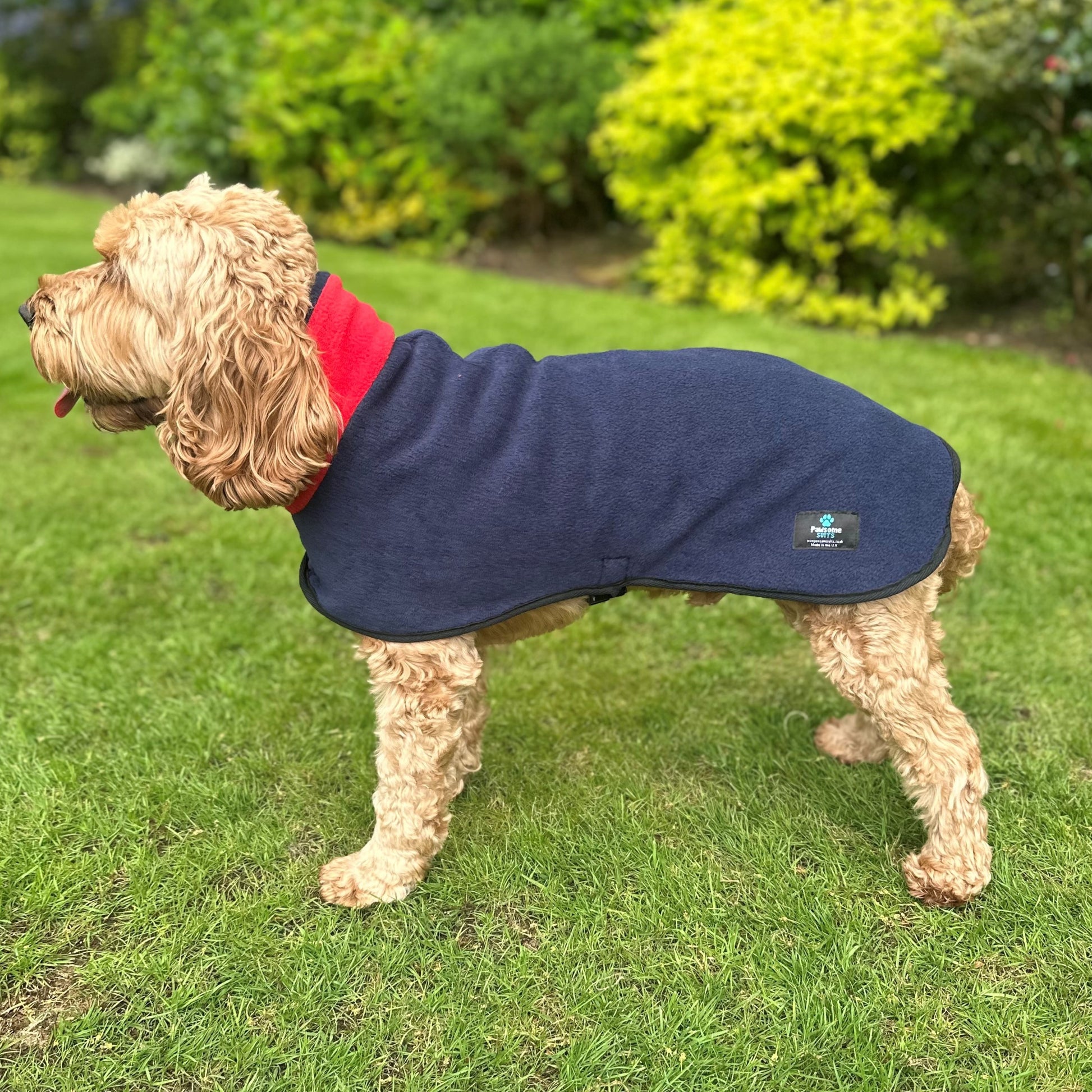 Reversible Fleece Dog Coat - Red/Navy