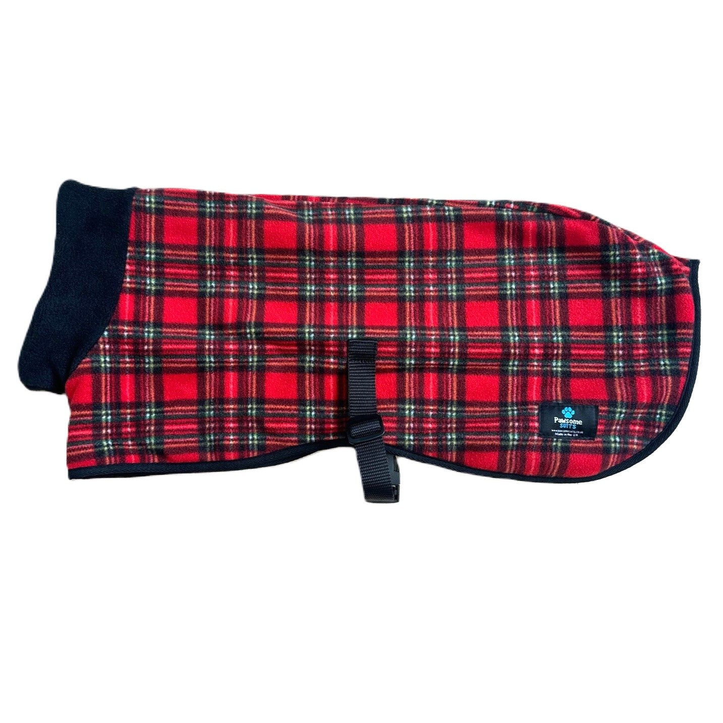 Reversible Fleece Dog Coat - Black/Check