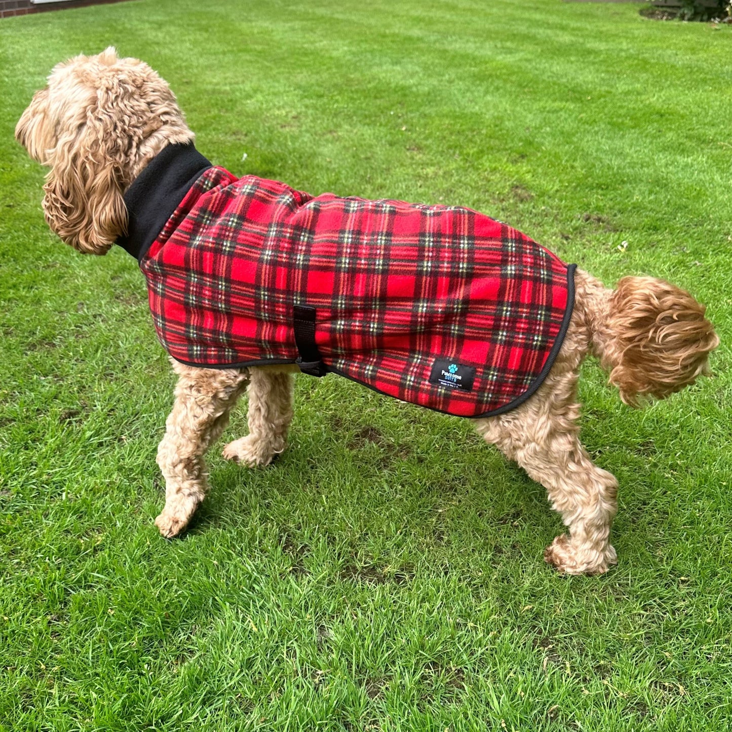 Reversible Fleece Dog Coat - Black/Check