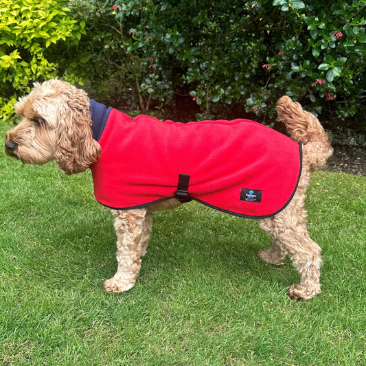 Reversible Fleece Dog Coat - Red/Navy