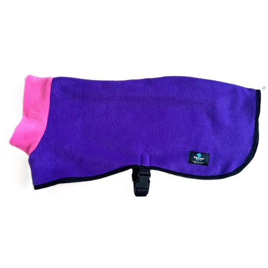 Reversible Fleece Dog Coat - Cerise/Purple