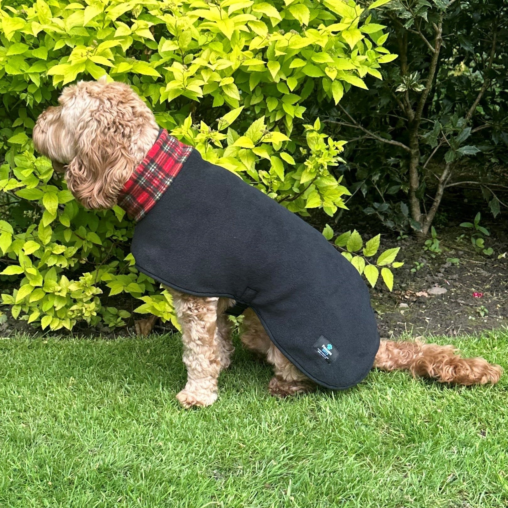 Reversible Fleece Dog Coat - Black/Check