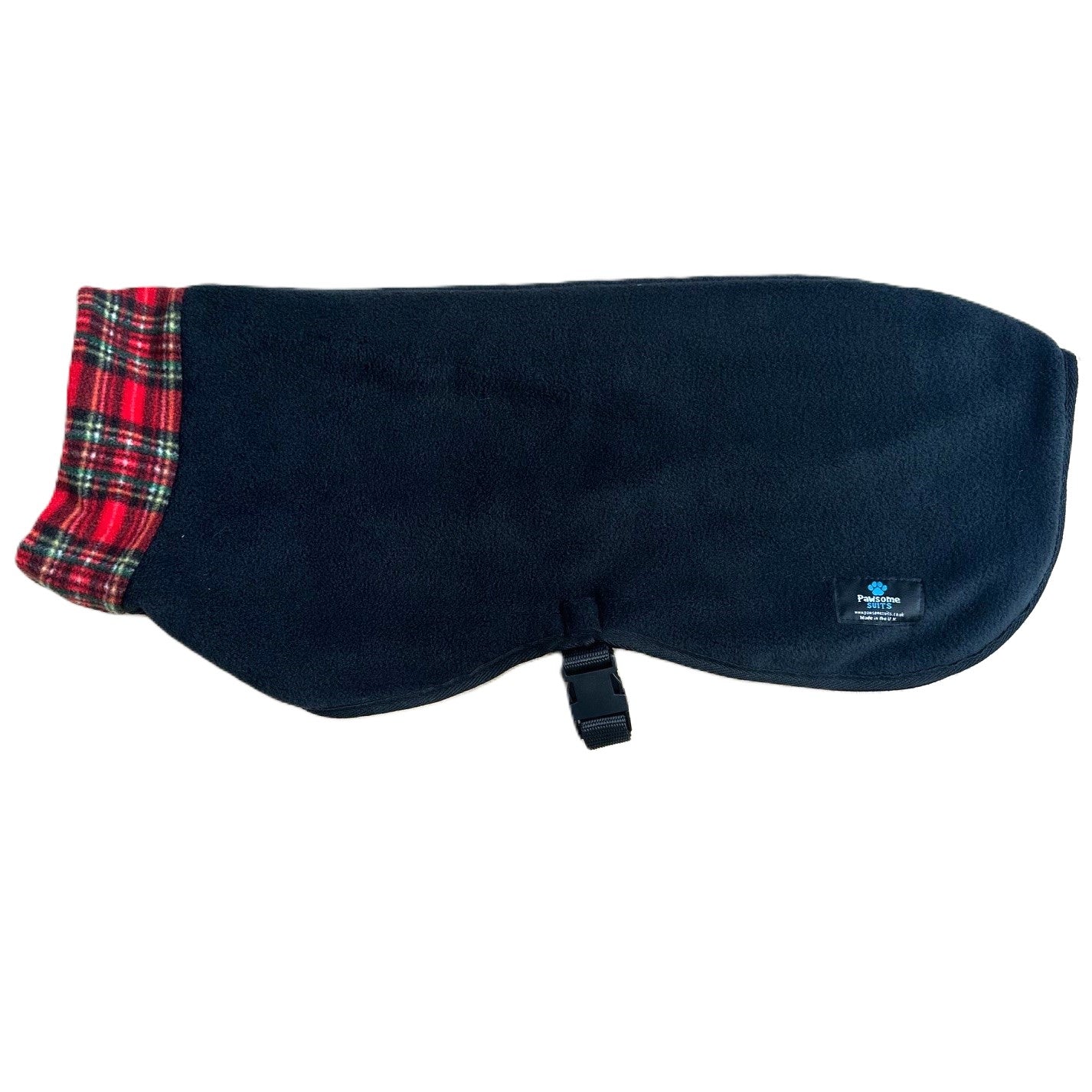 Reversible Fleece Dog Coat - Black/Check